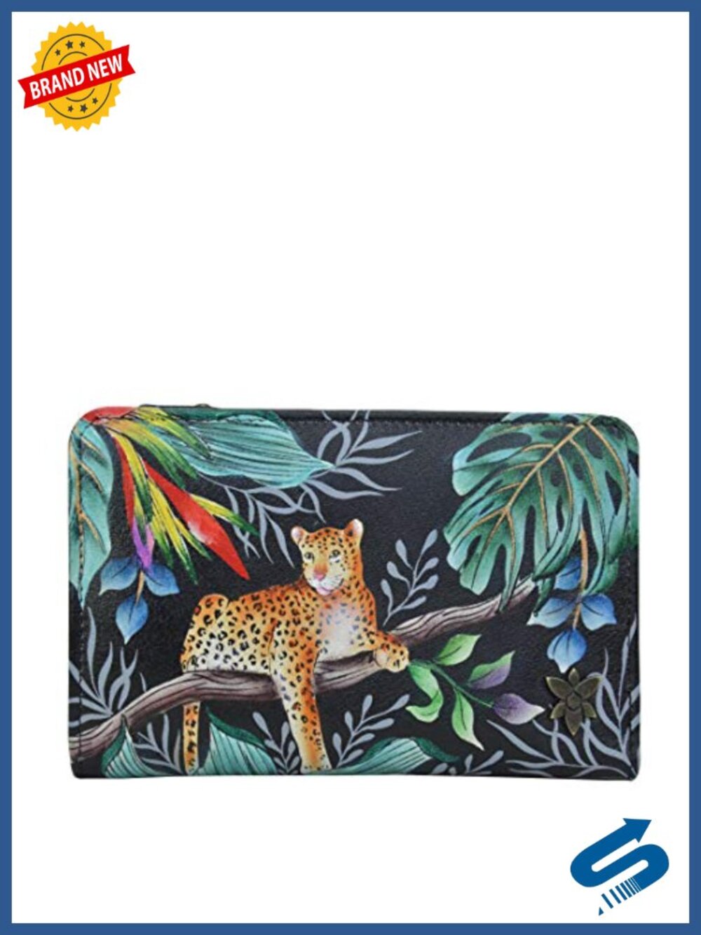 Genuine Leather Hand-Painted RFID Blocking Two Fold Organizer Wallet